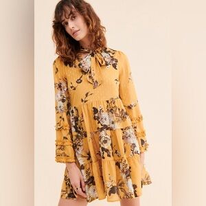 BTFL-life Tie Neck Floral Dress